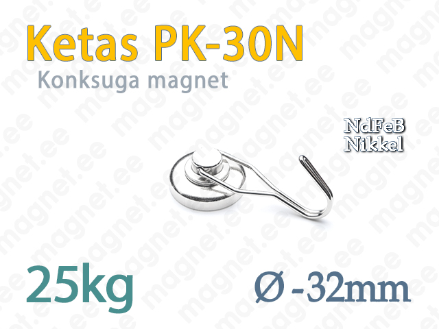 Konksuga magnet Ketas PK-30N, Nikkel