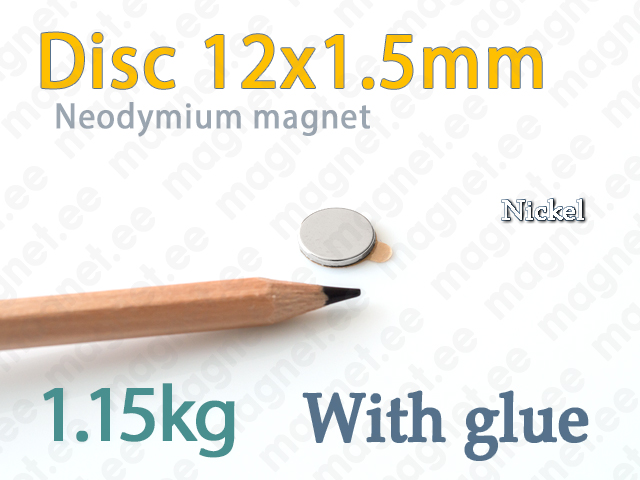 Self-Adhesive Neodymium Magnet Disc 12x1.5mm