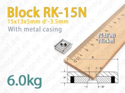 Countersink magnet, Block RK-15N, Metal casing
