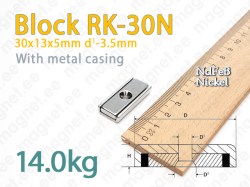 Countersink magnet, Block RK-30N, Metal casing