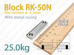 Countersink magnet, Block RK-50N, Metal casing