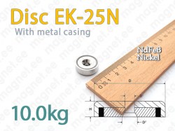 Countersink magnet, Disc EK-20N, Metal casing