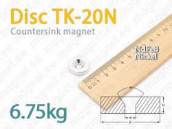 Countersink magnet, Disc TK-20N, Nickel