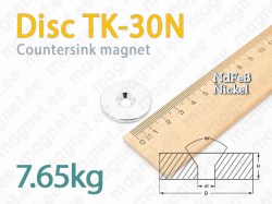 Countersink magnet, Disc TK-30N, Nickel