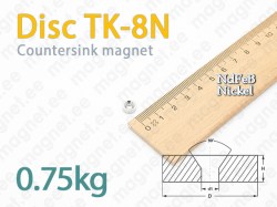 Countersink magnet, Disc TK-8N, Nickel