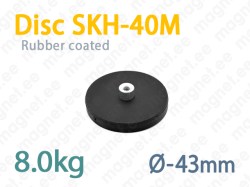 Rubber coated magnet, Disc SKH-40M, Black