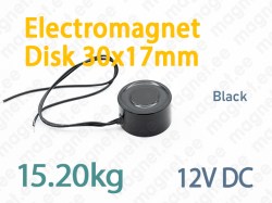 Electromagnet Disk 30x17mm, 12V DC, Black