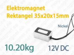 Elektromagnet Rektangel 35x20x15mm, 12V DC, Nickel