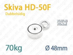 Fiskemagnet med ögla HD-50F 70kg, Dubbelsidig