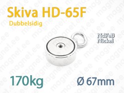 Fiskemagnet med ögla HD-65F 170kg, Dubbelsidig