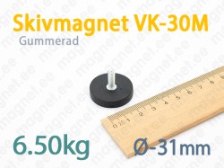 Gummerad med utvändig gänga Skivmagnet VK-30M, Svart