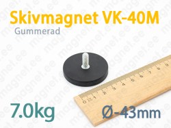 Gummerad med utvändig gänga Skivmagnet VK-40M, Svart