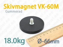 Gummerad med utvändig gänga Skivmagnet VK-60M, Svart