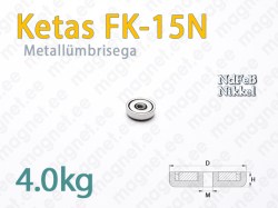 Sisekeermega magnet Ketas FK-15N, Metallümbrisega