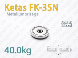 Sisekeermega magnet Ketas FK-40N, Metallümbrisega