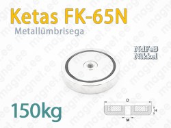 Sisekeermega magnet Ketas FK-65N, Metallümbrisega