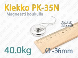 Kiekkomagneetti koukulla PK-35N, Nikkeli