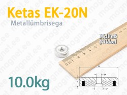 Kruvikinnitusega magnet, Ketas EK-20N, Metallümbrisega
