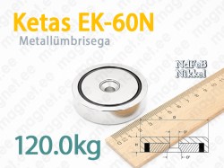 Kruvikinnitusega magnet, Ketas EK-60N, Metallümbrisega