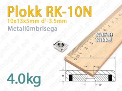 Kruvikinnitusega magnet, Plokk RK-10N, Metallümbrisega