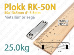 Kruvikinnitusega magnet, Plokk RK-50N, Metallümbrisega
