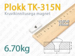 Kruviauguga magnet Plokk TK-315N, Nikkel