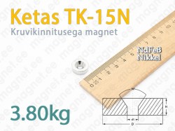 Kruviauguga magnet Ketas TK-15N, Nikkel