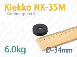 Kumimagneetti ruuvikiinnityksellä Kiekko NK-35M, Musta