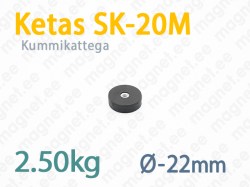 Kummikattega magnet Ketas SK-20M, Must