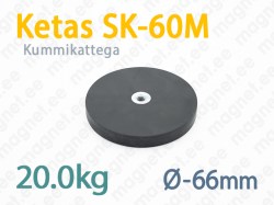 Kummikattega magnet Ketas SK-60M, Must