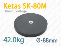 Kummikattega magnet Ketas SK-80M, Must