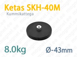 Kummikattega magnet Ketas SKH-40M, Must