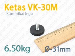 Kummikattega magnet Ketas VK-30M, Must