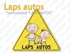 Tunnusmärk "Laps Autos" magnetiga, kleebis, plastikul