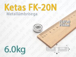 Sisekeermega magnet Ketas FK-20N, Metallümbrisega