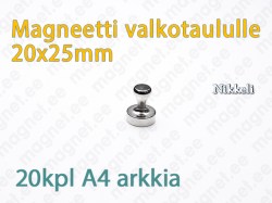 Magneetti valkotaululle D20x25mm, Metalli, Nikkeli