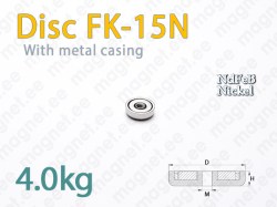 Magnet Disc FK-15N with internal thread, Metal casing