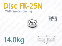 Magnet Disc FK-25N with internal thread, Metal casing