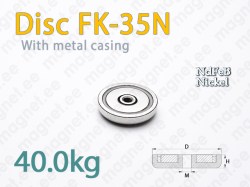 Magnet Disc FK-35N with internal thread, Metal casing