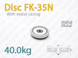 Magnet Disc FK-35N with internal thread, Metal casing
