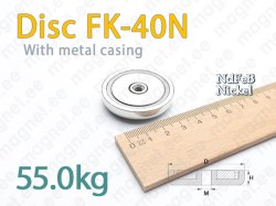 Magnet Disc FK-40N with internal thread, Metal casing