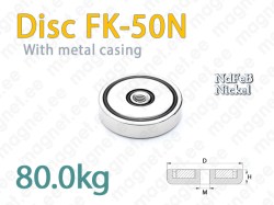 Magnet Disc FK-50N with internal thread, Metal casing
