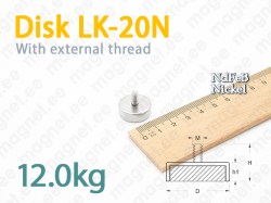 Magnet Disc LK-20N with external thread, Metal casing