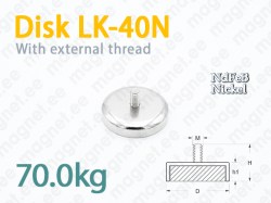 Magnet Disc LK-40N with external thread, Metal casing