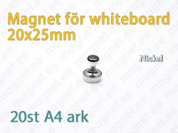 Magnet för Whiteboard D20x25mm, Metal, Nickelpläterad
