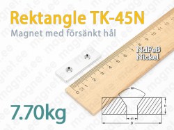 Magnet med försänkt hål Rektangulär TK-45N, Nickel