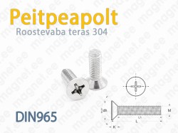 Peitpeapolt Ristpea PH, DIN965, Roostevaba 304