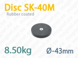 Rubber coated magnet, Disc SK-40M, Black
