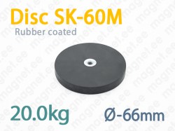 Rubber coated magnet, Disc SK-60M, Black