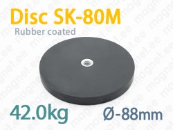 Rubber coated magnet, Disc SK-80M, Black